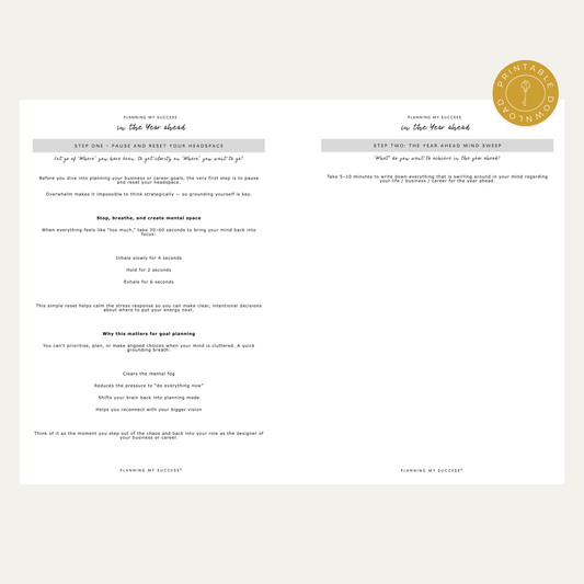 PRINTABLE Planning my Success in 2026 - Inserts Pack (Day on One Page Full Year Planner)