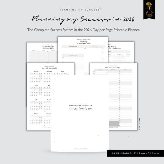 Planning My Success printable daily planner dashboard A4 PDF