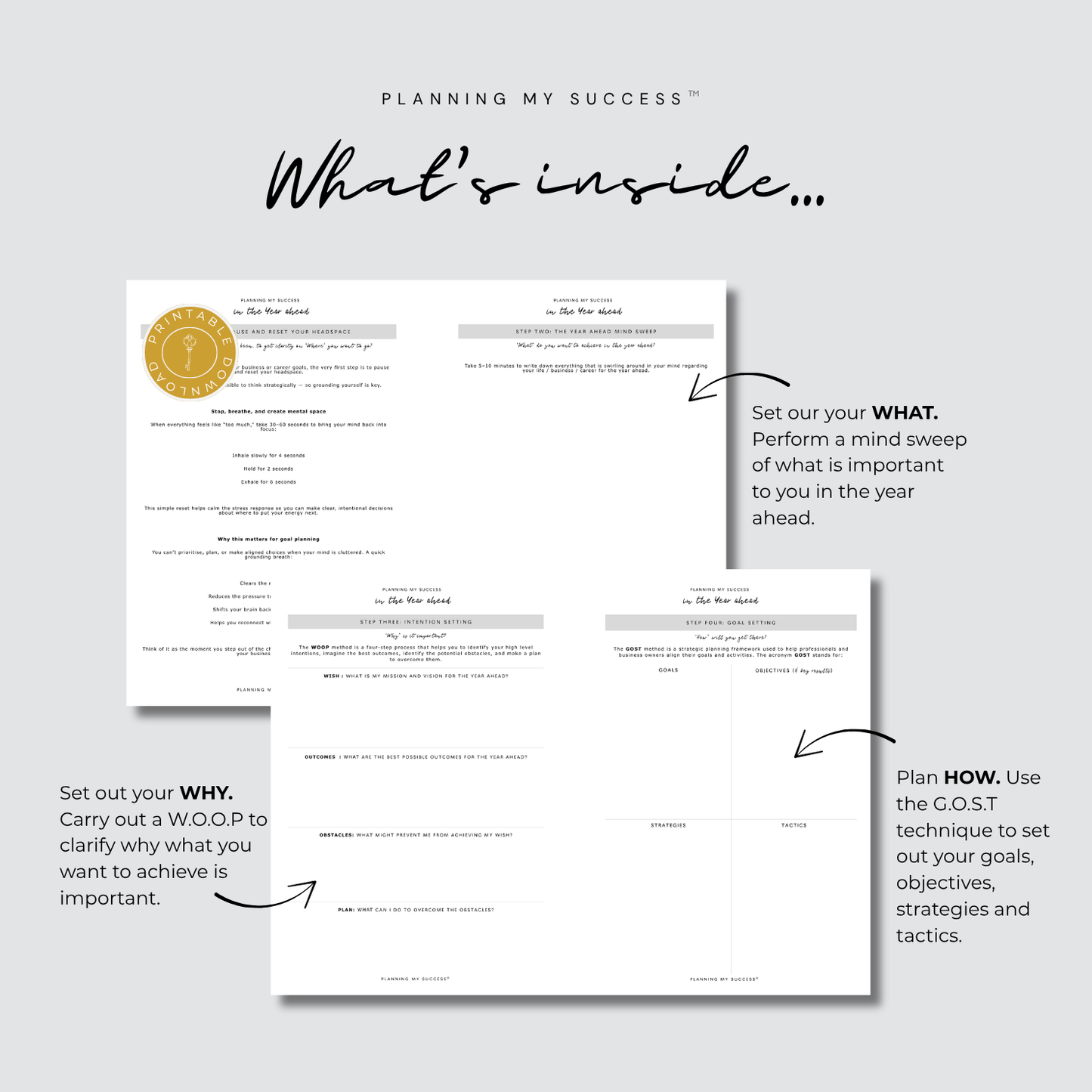 Planning My Success printable planner week on two page undated A5 PDF