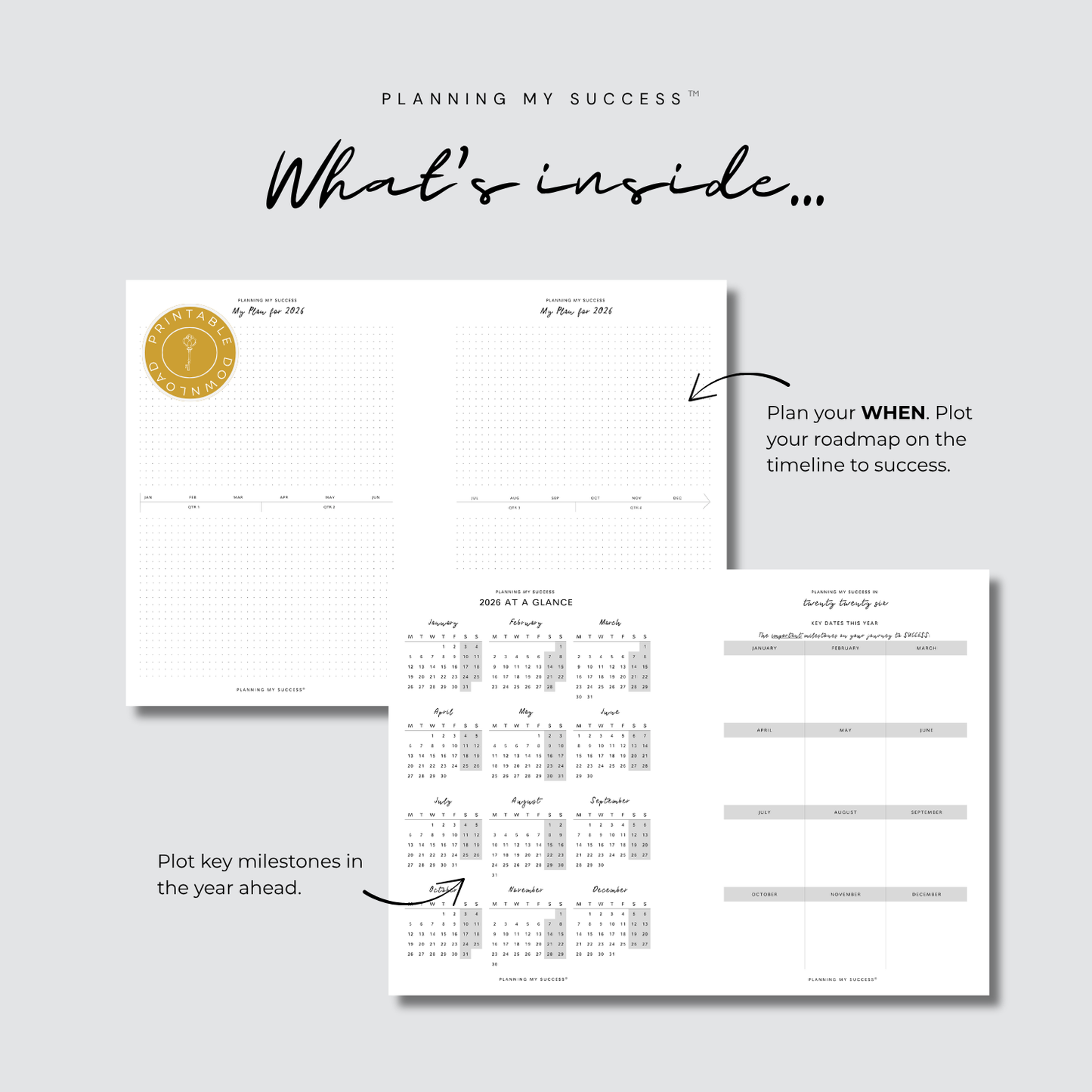 Planning My Success printable daily planner dashboard A4 PDF