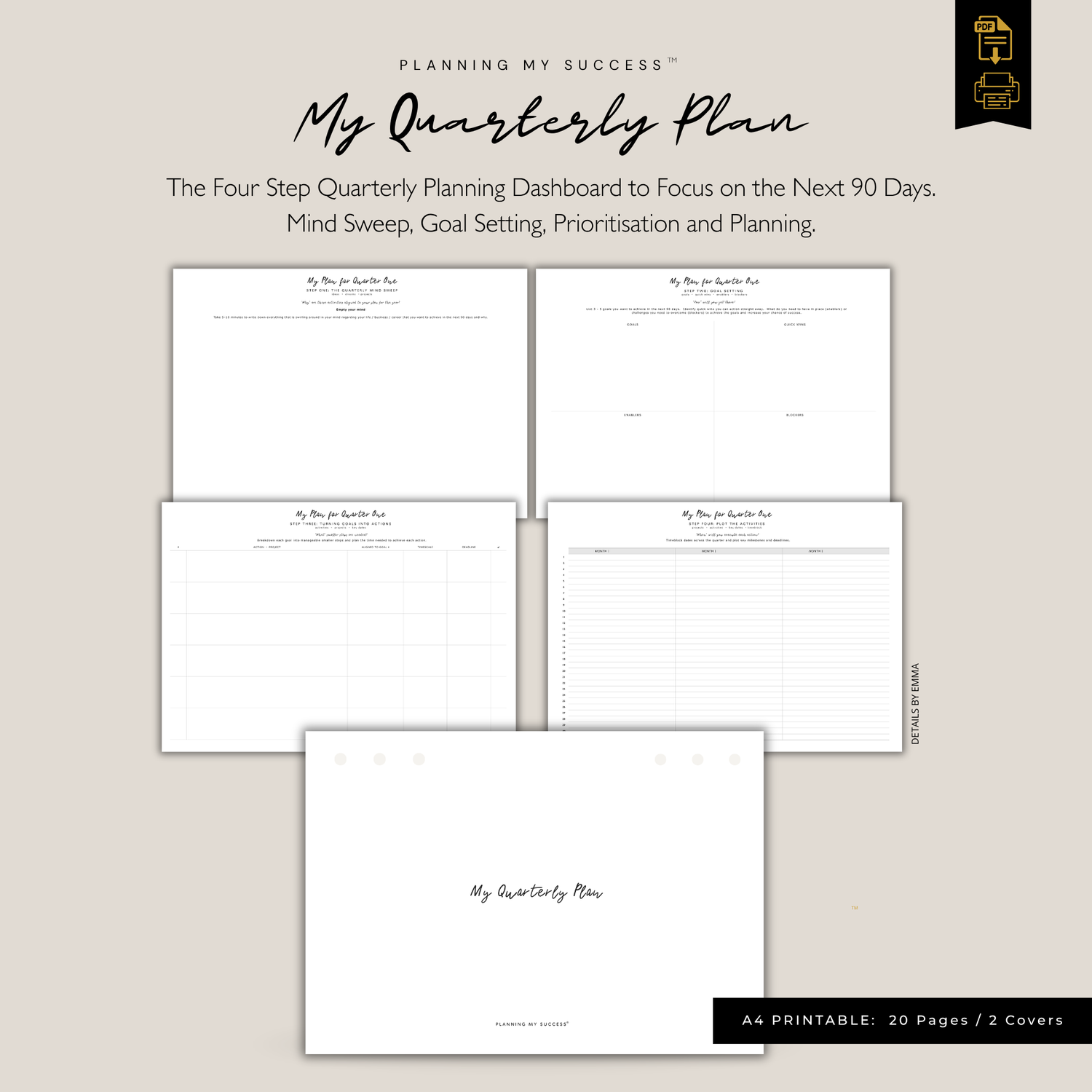 Printable planning system for ambitious professionals and founders