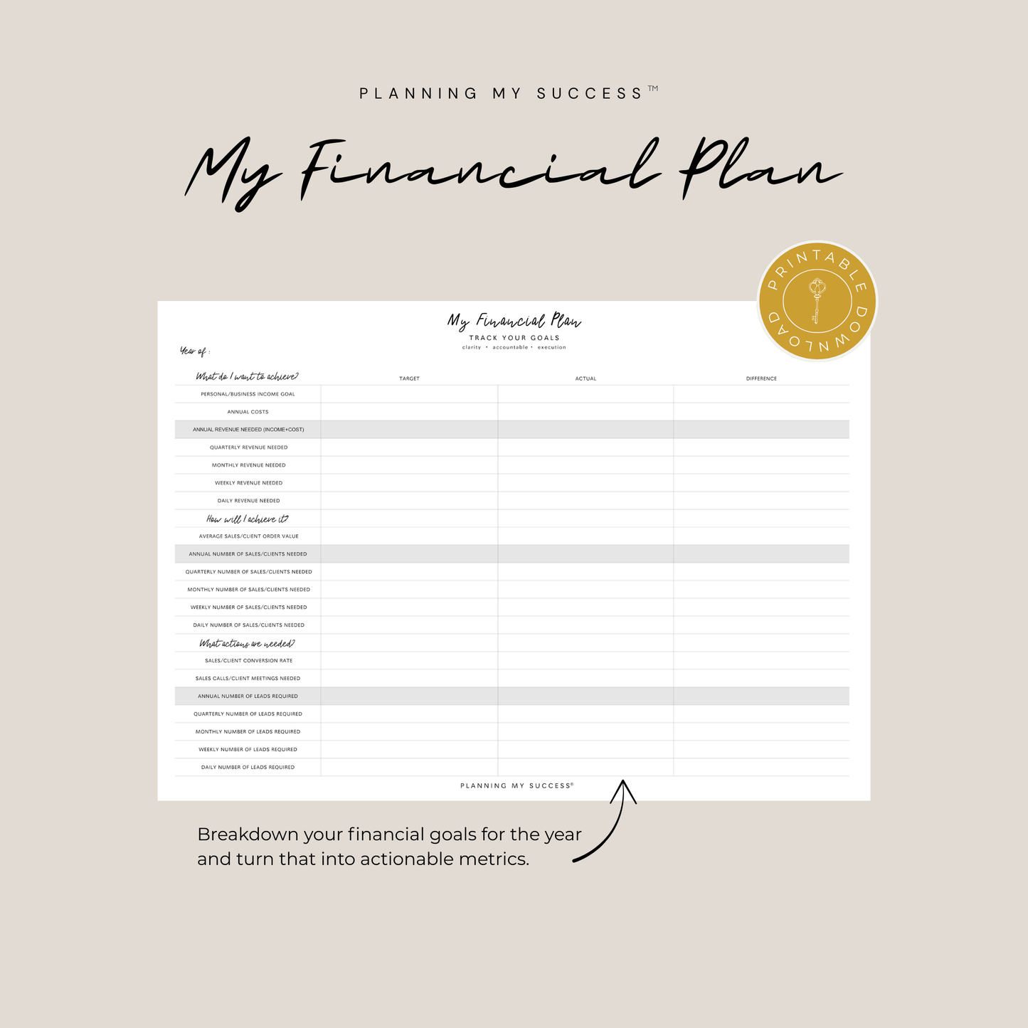 The Complete Planning My Success System™ – Your All-In-One Planning, Productivity & Performance Dashboard Set