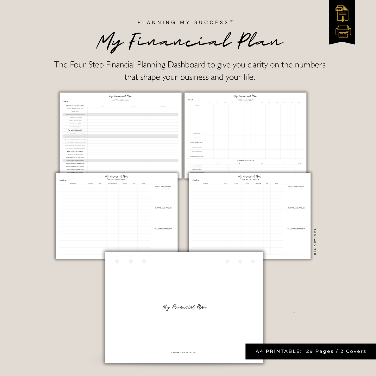 Printable planning system for ambitious professionals and founders