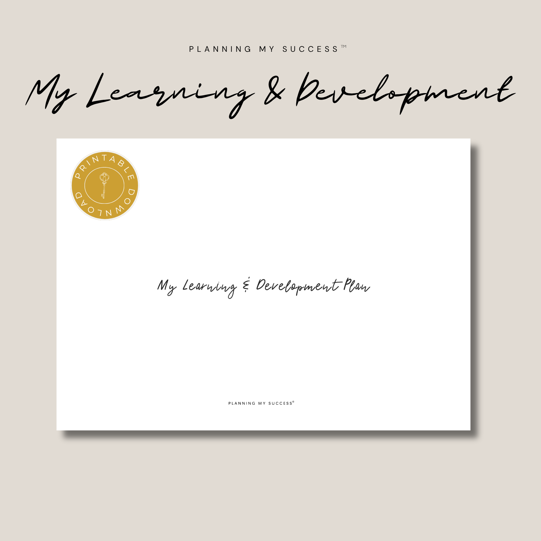 Planning My Success printable learning and development planner dashboard A4 PDF