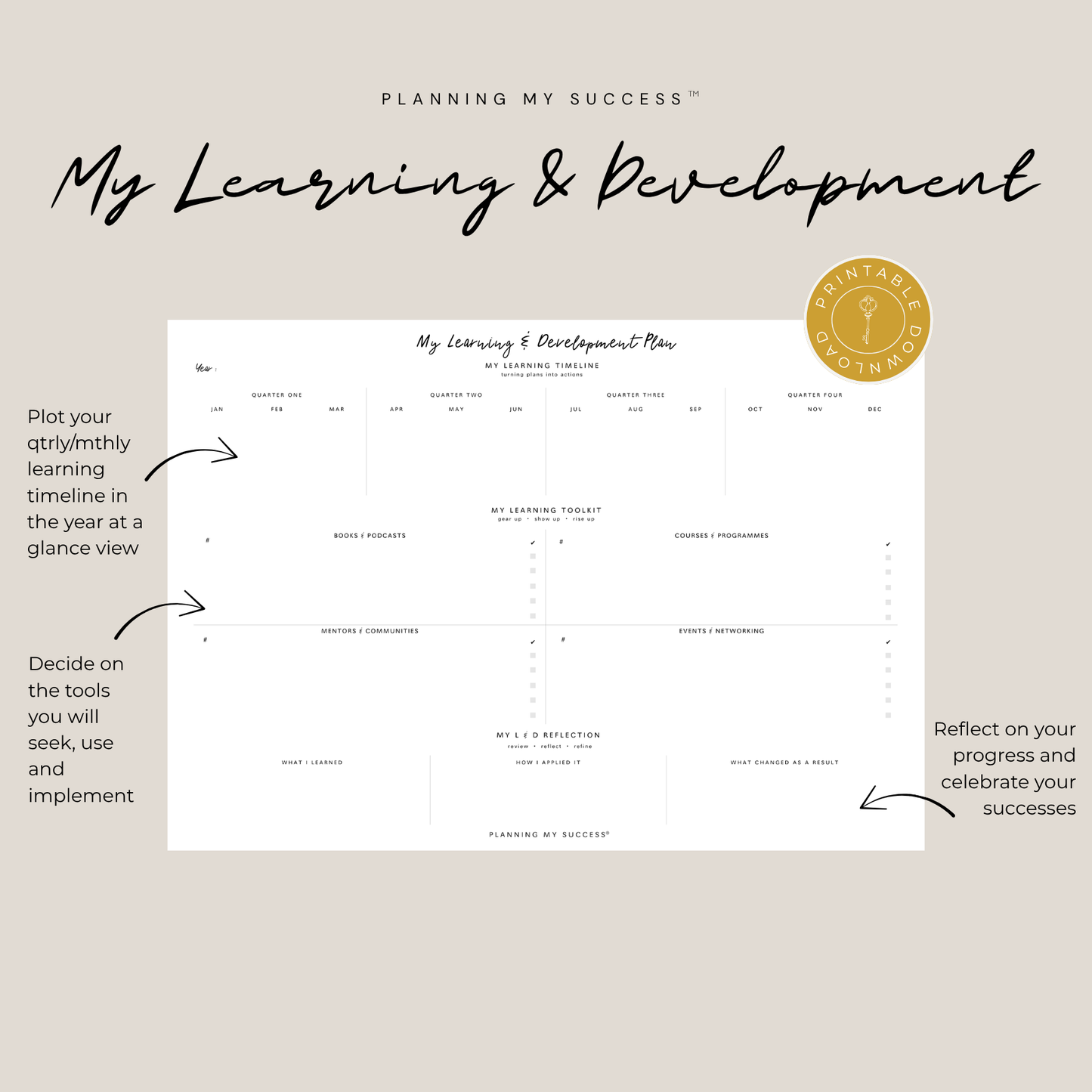 Printable planning system for ambitious professionals and founders