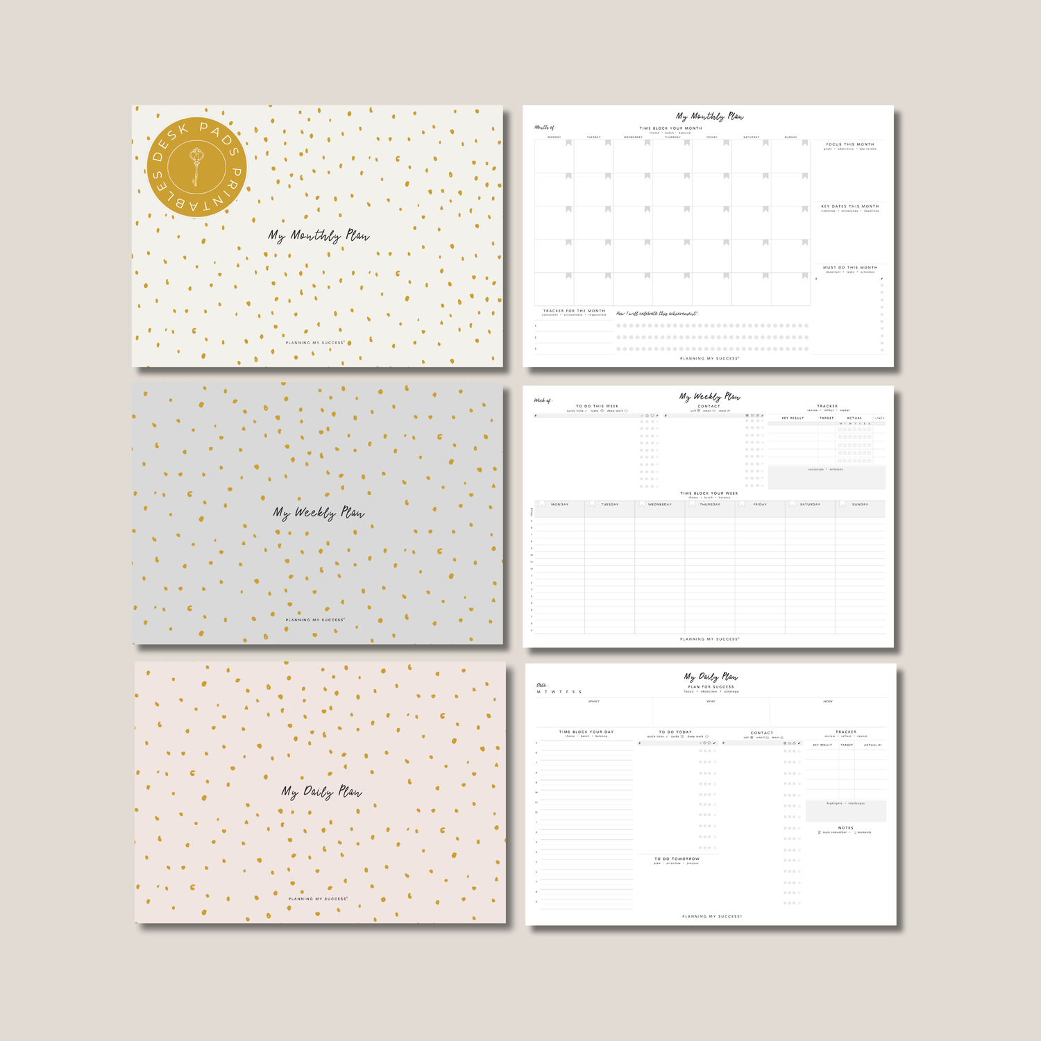PRINTABLE MONTHLY WEEKLY AND DAILY PLANNING DESK PAD DASHBOARD TEMPLATE