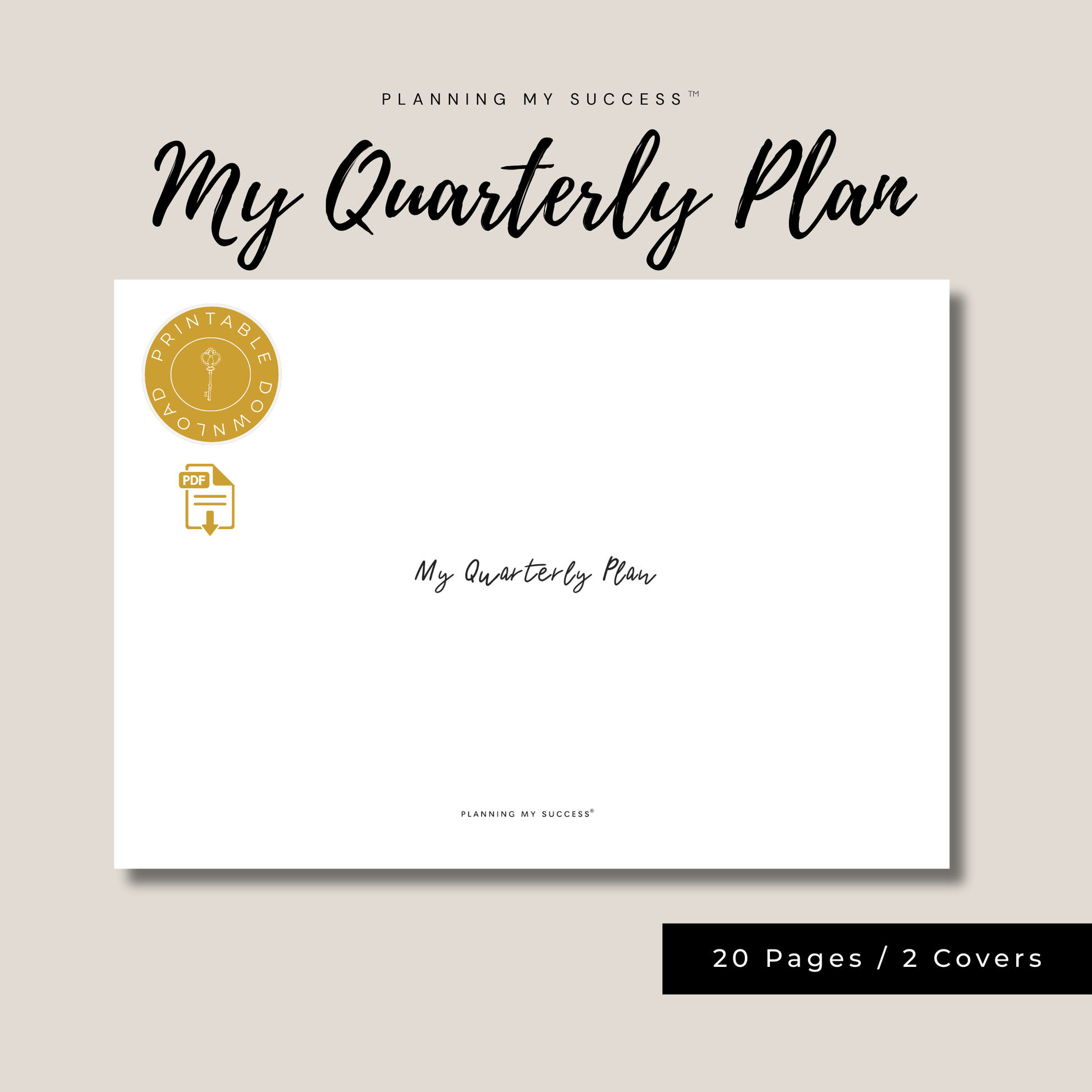 My Quarterly Plan printable dashboard for professionals and founders