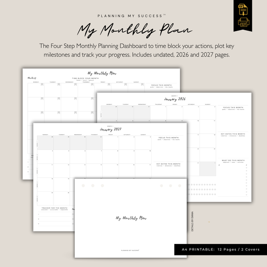 My Monthly Plan | Printable Monthly Planner Dashboard | Planning My Success™