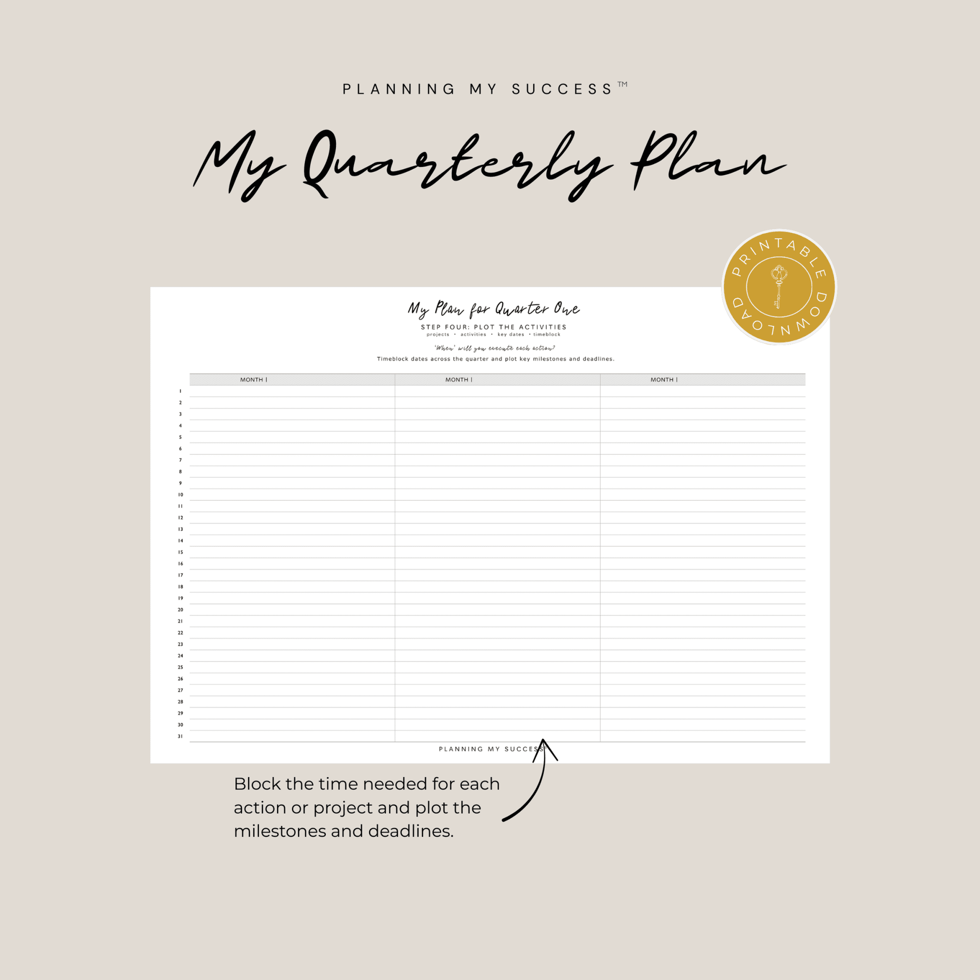 My Quarterly Plan™ – Turning your Plans into Actions - DETAILS BY EMMA