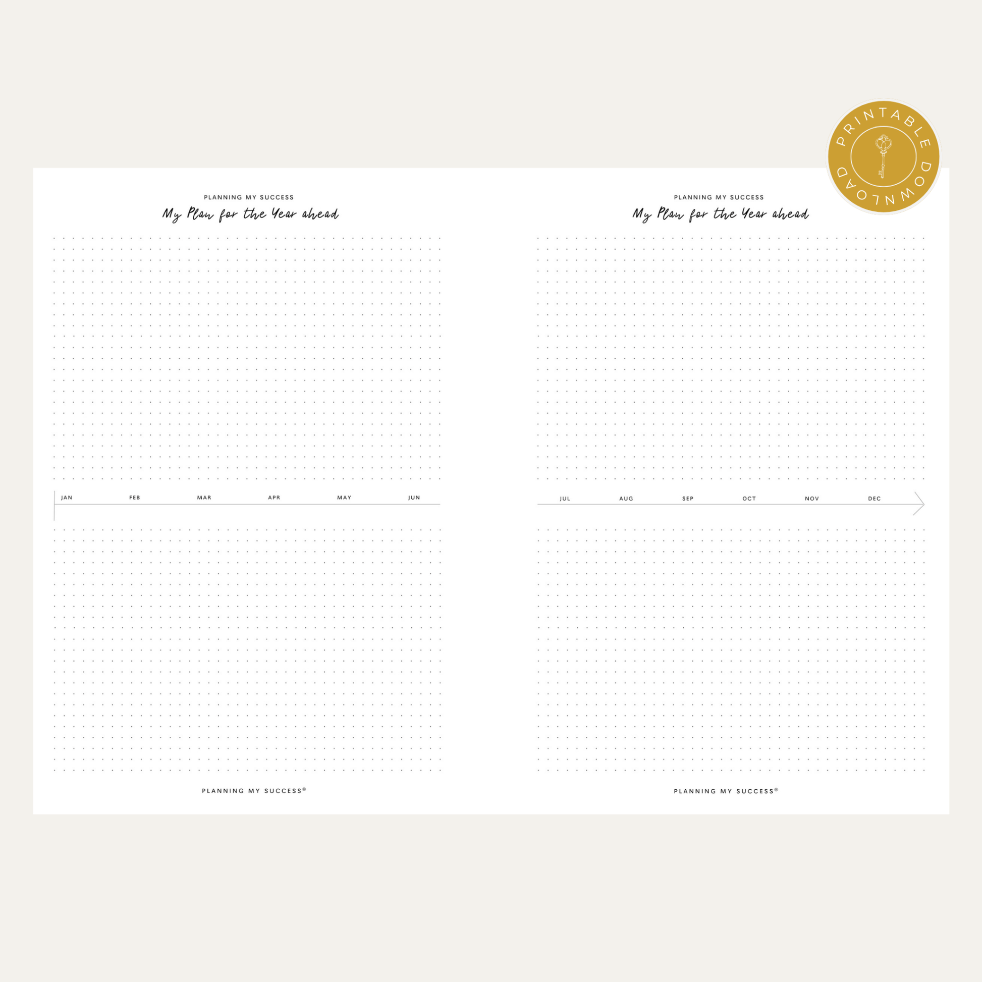 PRINTABLE Planning my Success in 2026 - Inserts Pack (Week on Two Page Full Year Planner ) - DETAILS BY EMMA